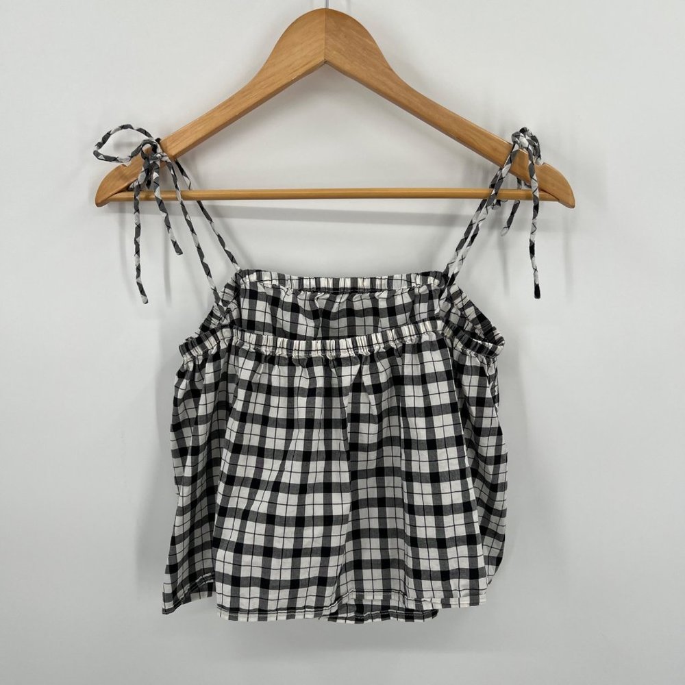 Everlane Black and White Plaid Flowy Cami Size Small
